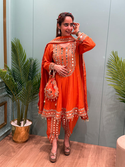 Short Anarkali with Dhoti Set