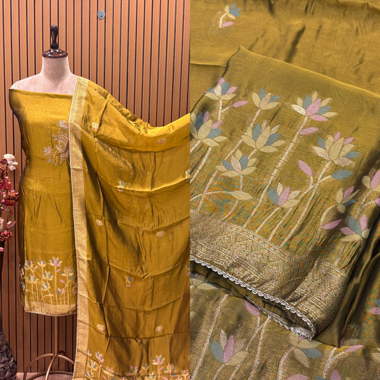 Elevate your ethnic charm with this elegant unstitched suit set