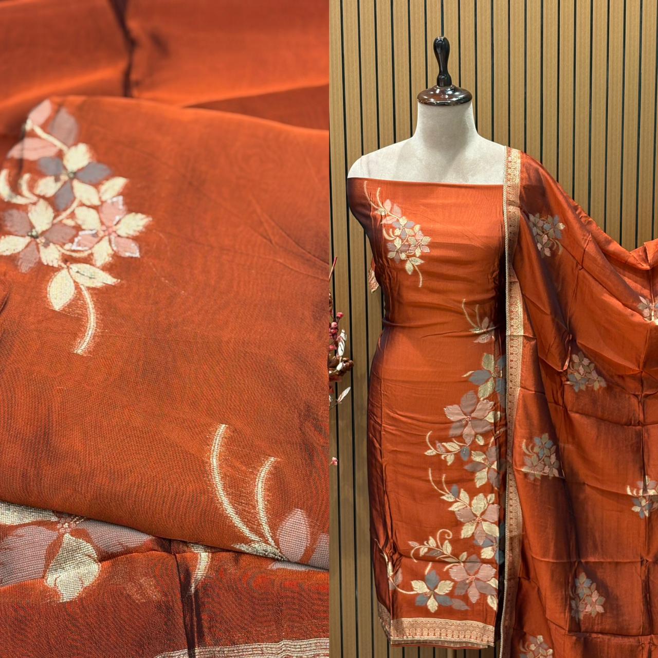 Elevate your ethnic style with this premium unstitched suit set