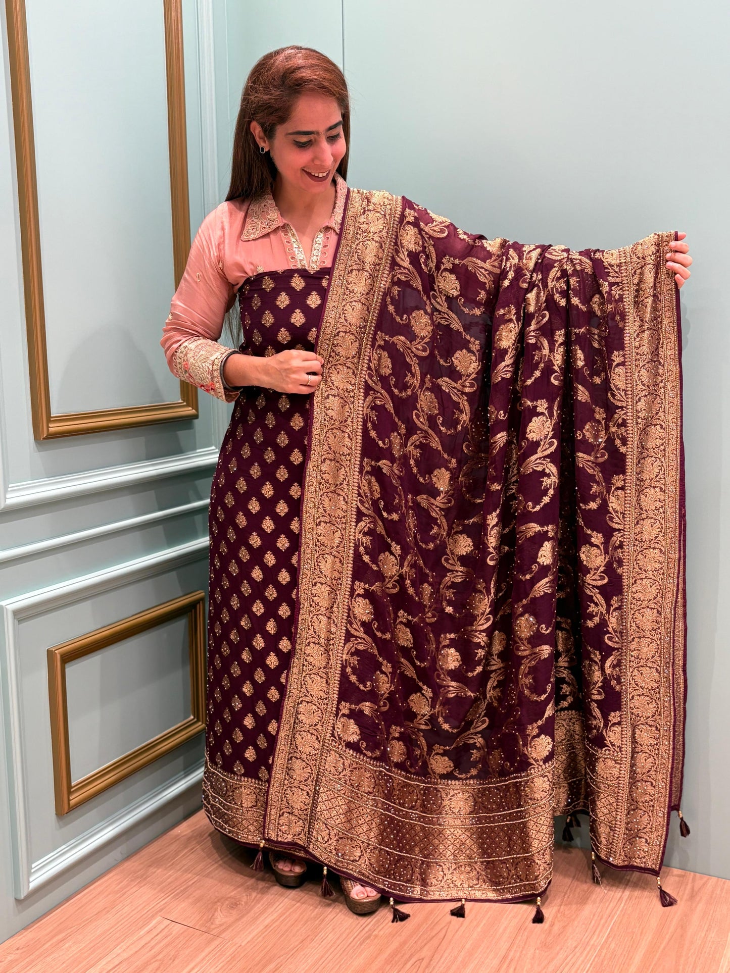 luxurious Khaddi Georgette unstitched suit