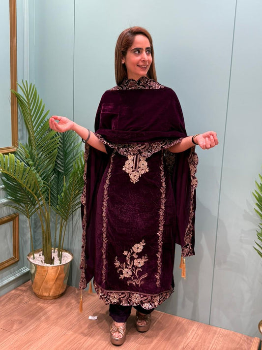 Premium velvet unstitched suit collection