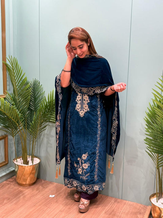 Premium velvet unstitched suit collection