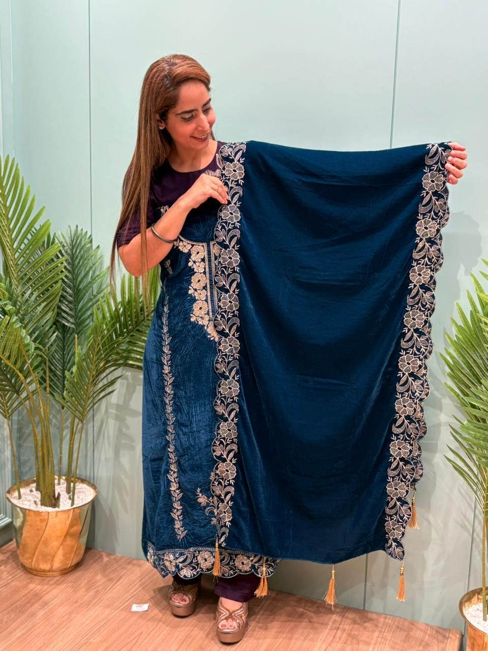 Premium velvet unstitched suit collection