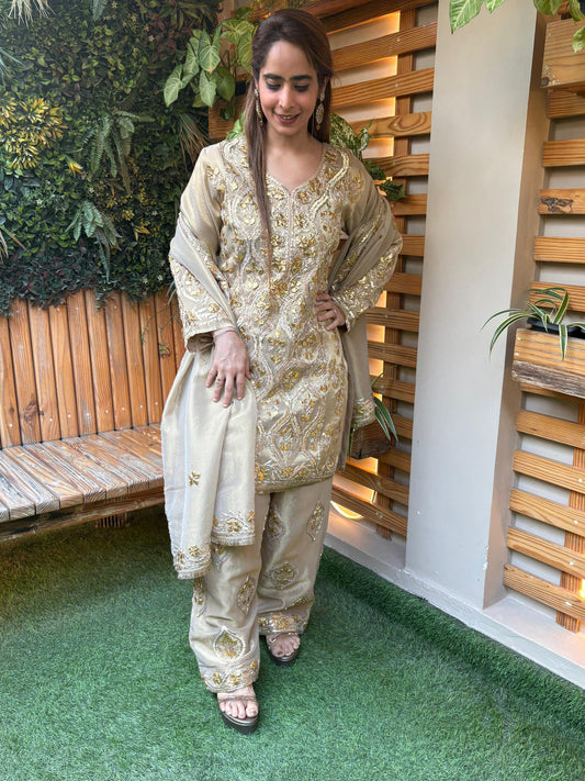 kurta set is crafted in premium shimmer organza fabric