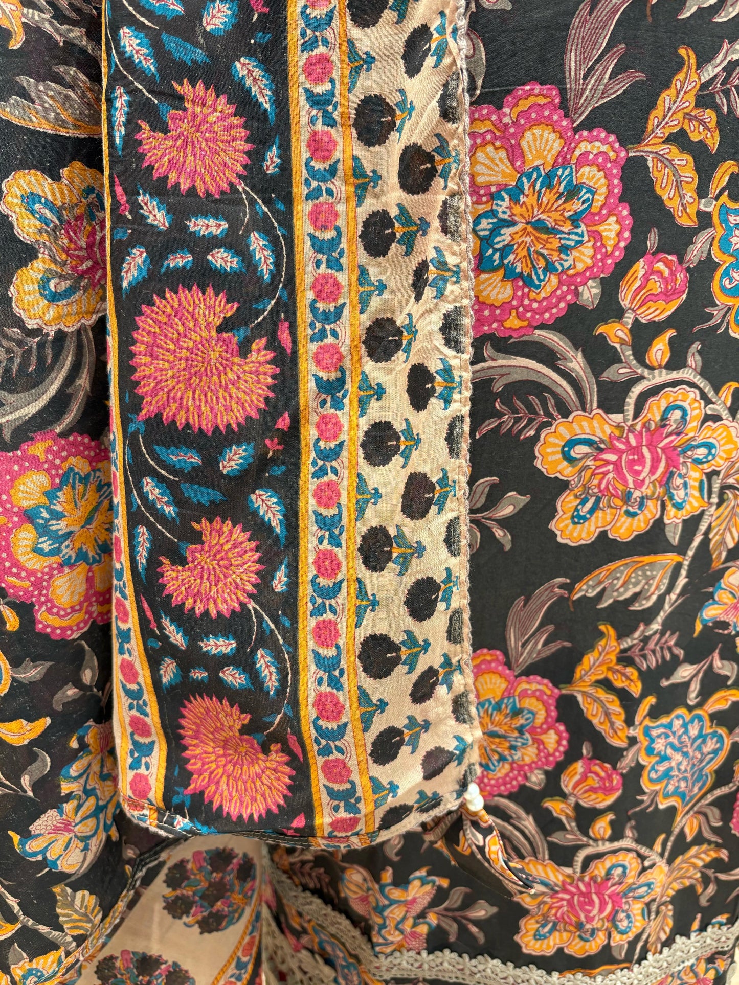Beach Flowers Print Pure cambric cotton unstitched suit