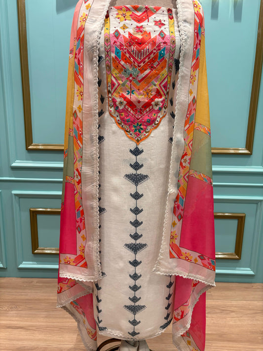 Linen Cotton Unstitched Suit