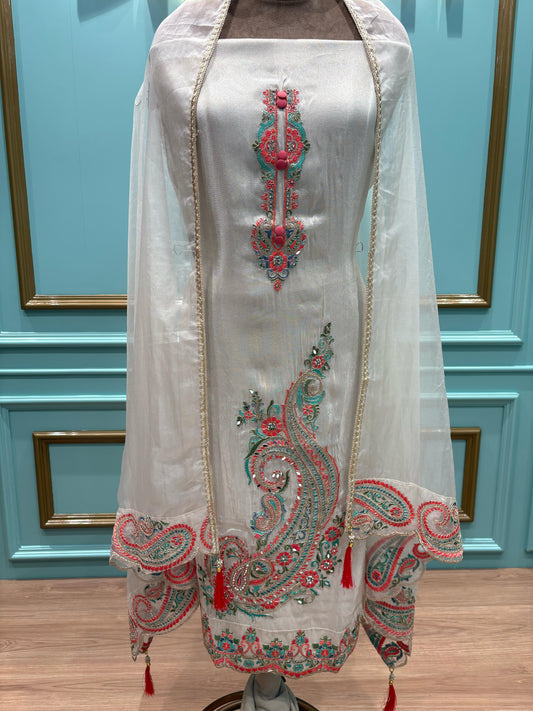 Shimmer Organza Unstitched Suit
