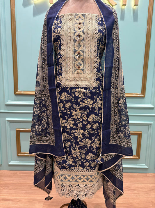 Pure Cambric Cotton Unstitched Suit