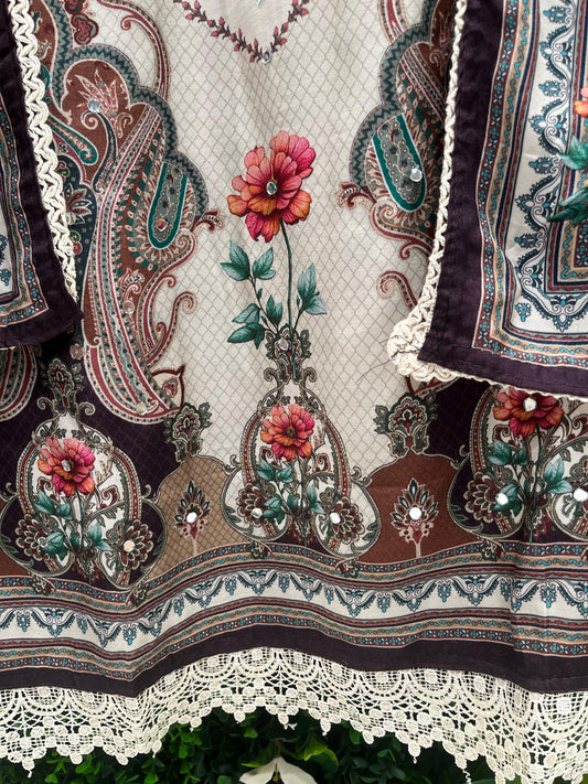 Elevate your ethnic wardrobe with this elegant unstitched suit set.