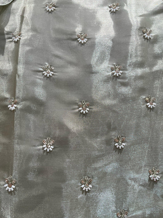 Unstitched Organza Shimmer Designer Suit with Gota & Mirror Work