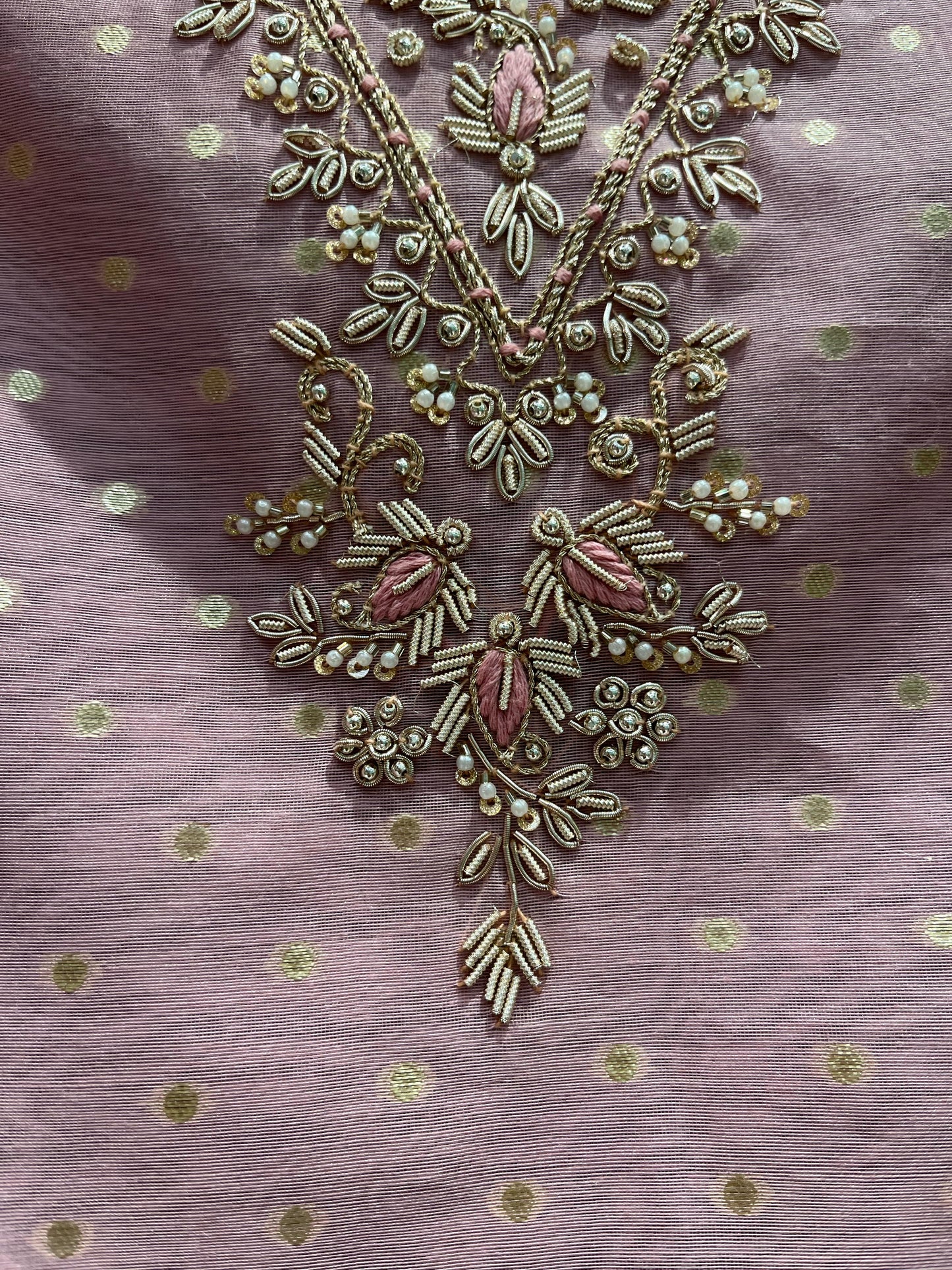 Banarasi silk fabric embellished with intricate handwork