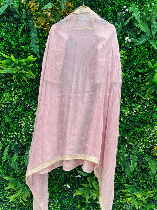 Banarasi silk fabric embellished with intricate handwork