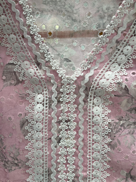 Discover timeless elegance with this unstitched Chikankari