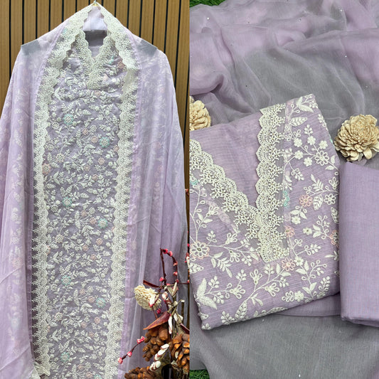 Step into timeless style with this unstitched Kota Doriya suit set