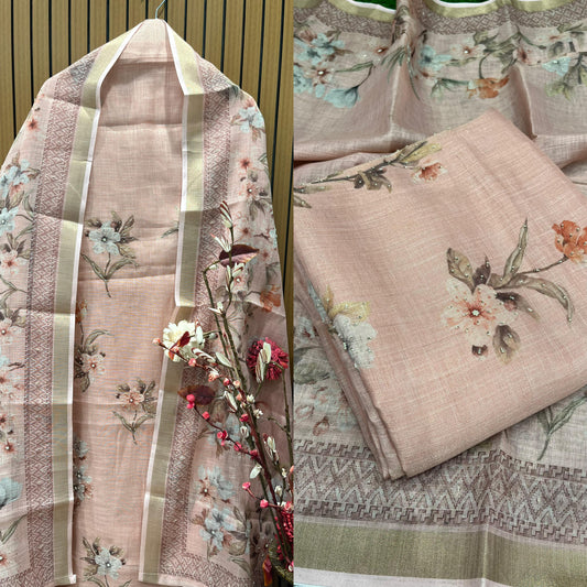 Elegance to your wardrobe with this unstitched linen shimmer suit