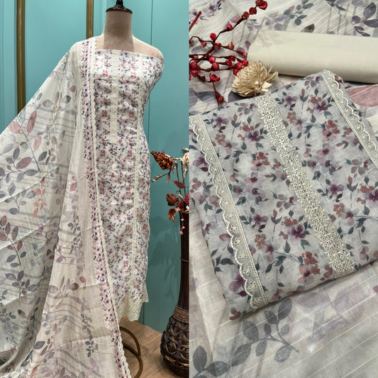 Timeless elegance with our unstitched linen cotton suit