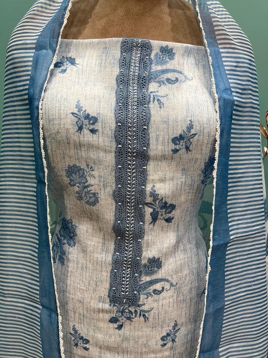 Elevate your ethnic wardrobe with our unstitched khadi cotton suit