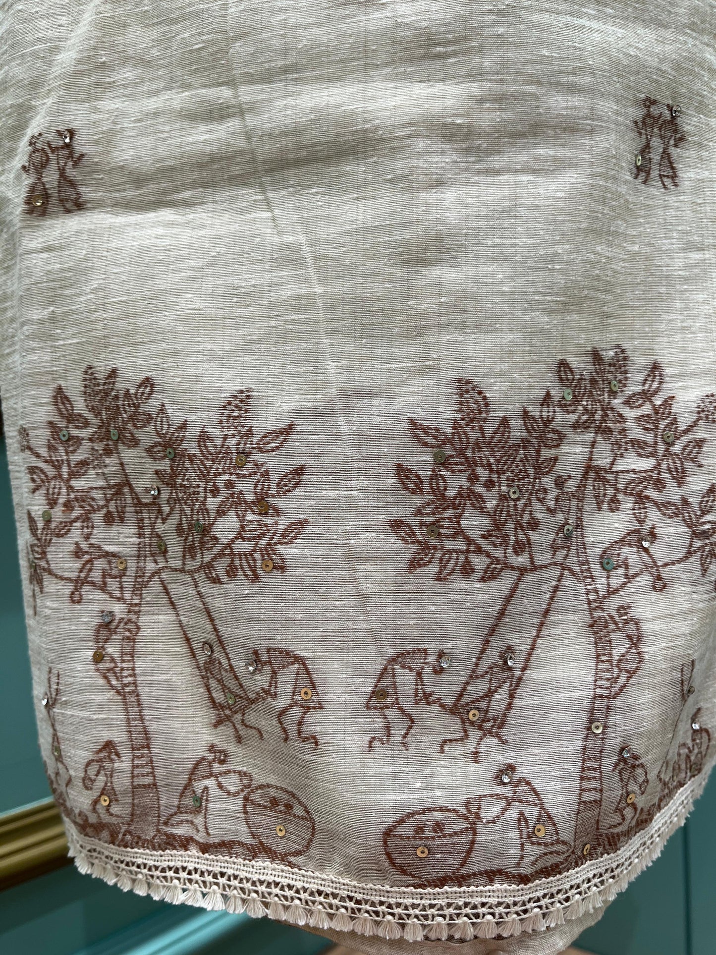 Step into subtle glamour with our unstitched khadi cotton suit