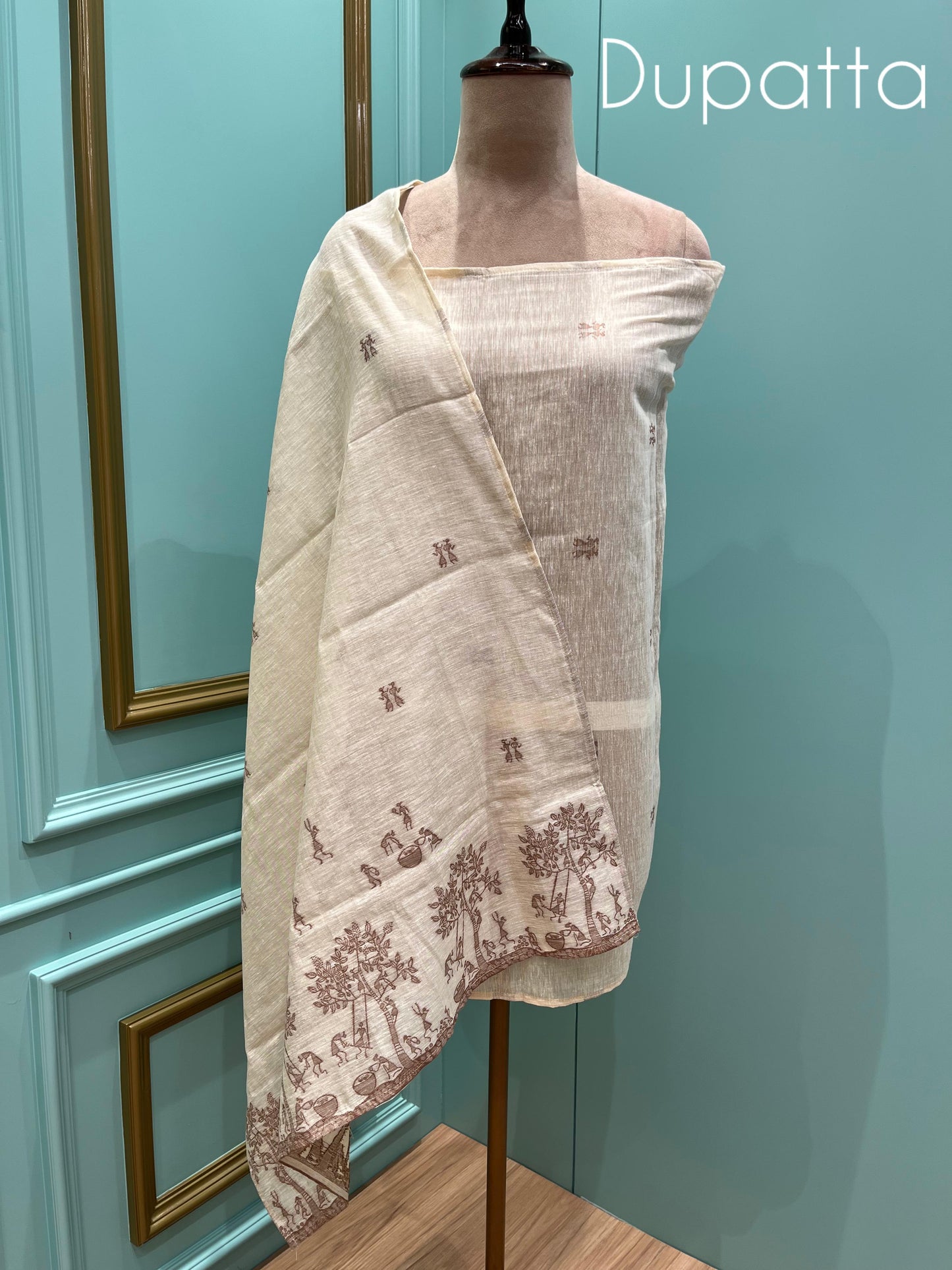 Step into subtle glamour with our unstitched khadi cotton suit