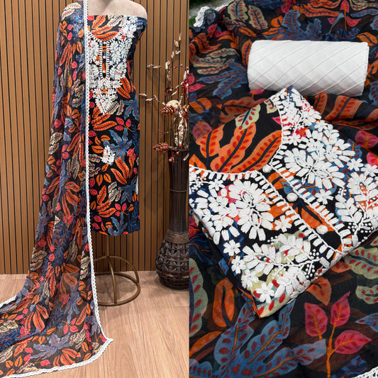 Step into elegance with our unstitched pure cotton suit