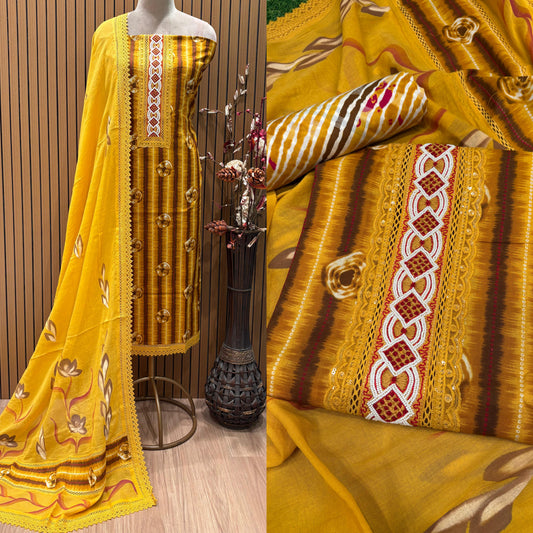 Modern twist to your wardrobe with our unstitched pure cotton suit fabric