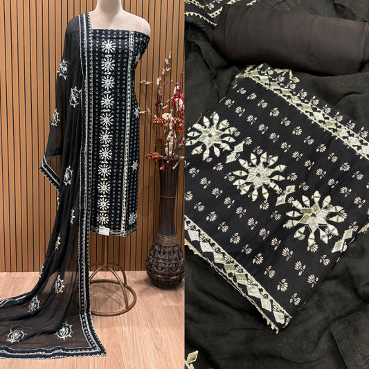 Make a graceful statement with our unstitched pure cotton suit