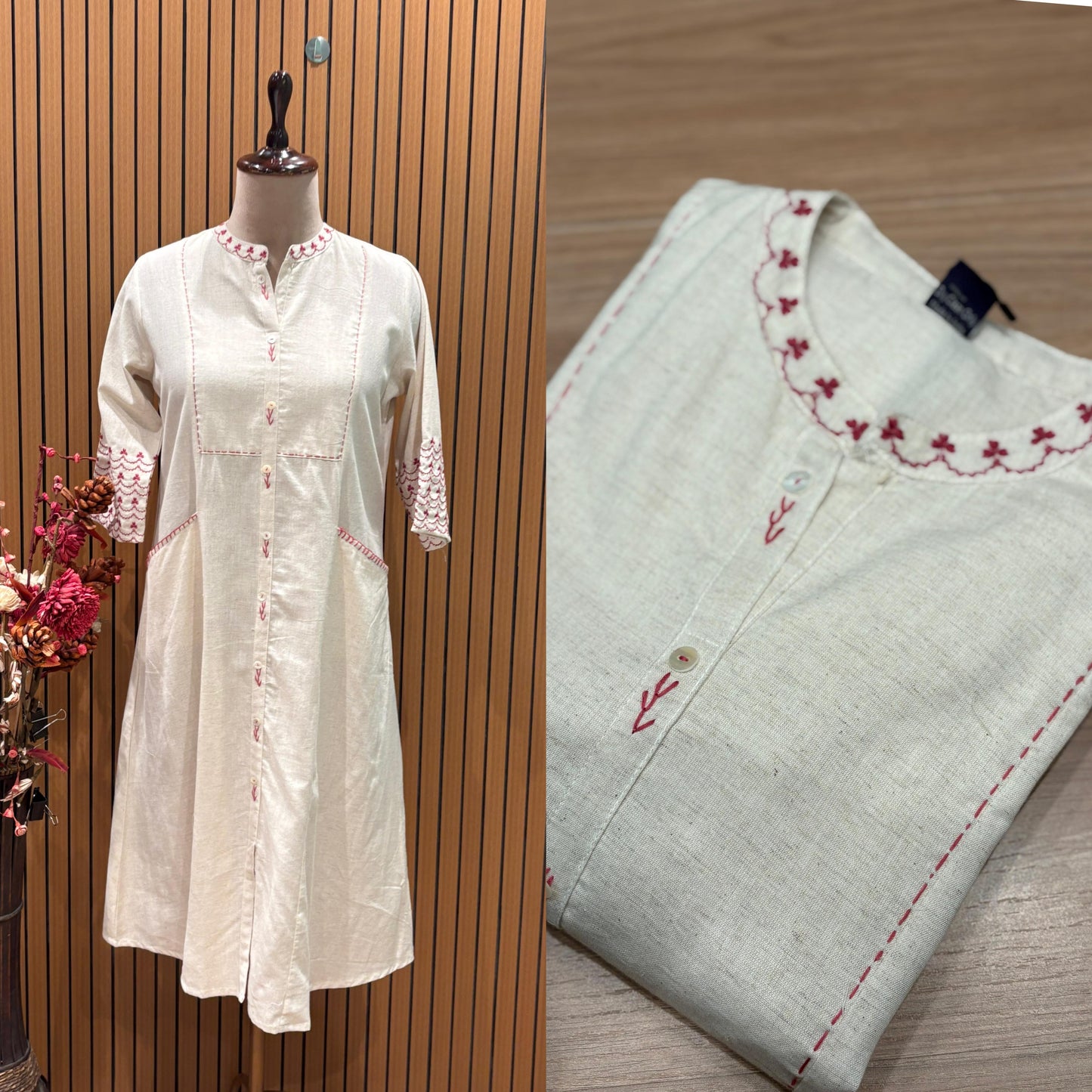 Stylish, and breathable in our off-white cotton kurta