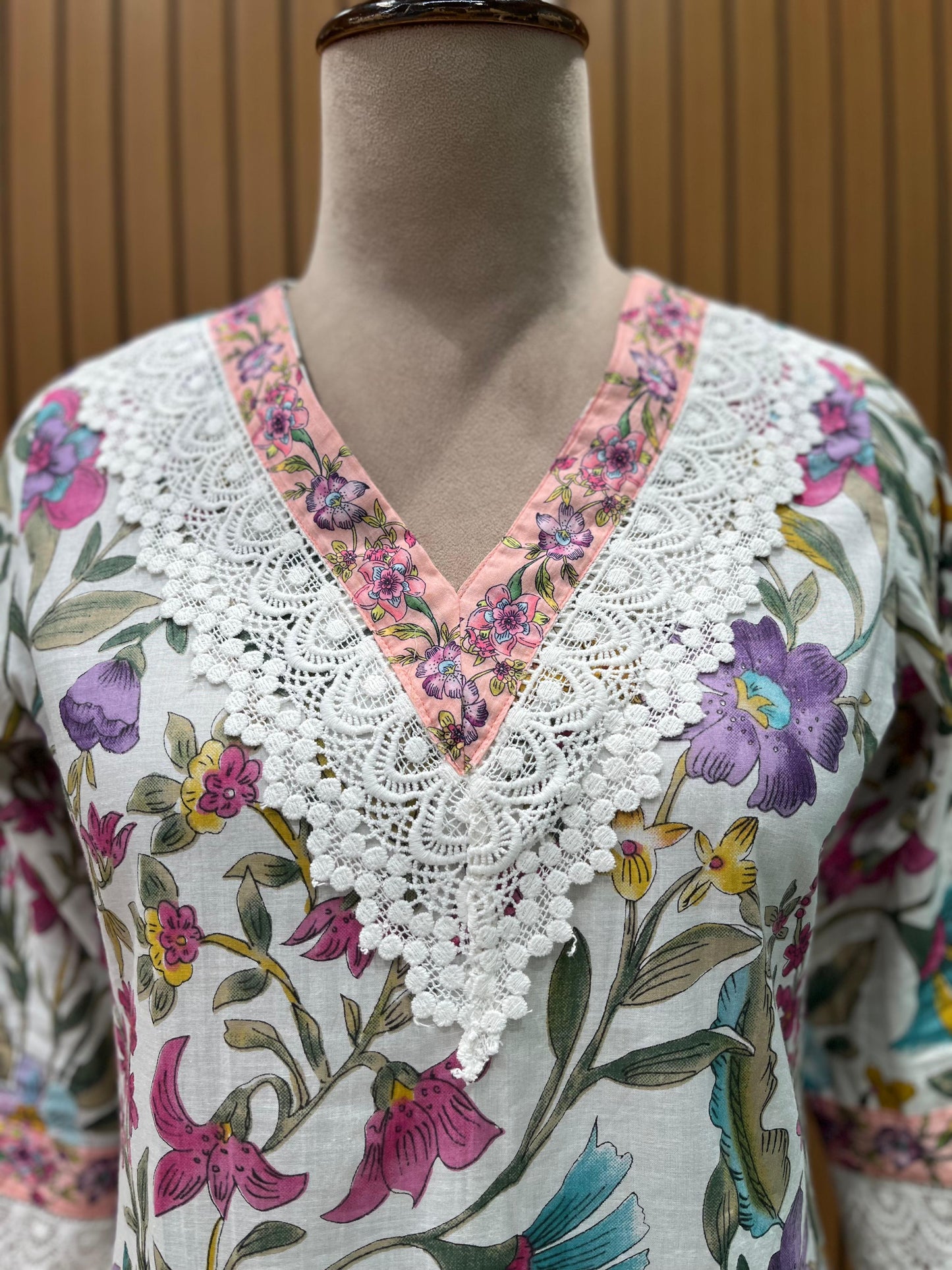 Elevate your everyday ethnic style with this three-piece cotton Kurti set