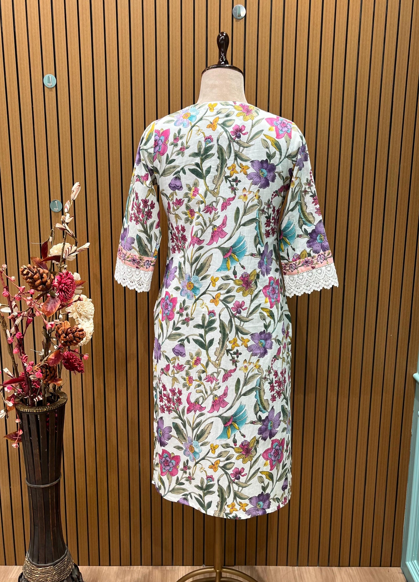 Elevate your everyday ethnic style with this three-piece cotton Kurti set