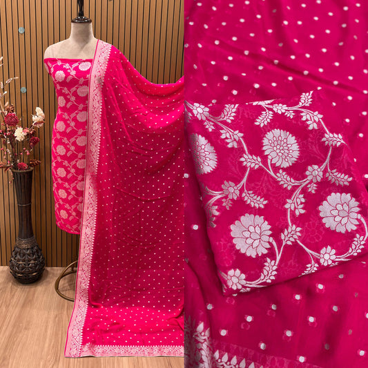 Georgette with Khaddi Weaving & Bordered Dupatta
