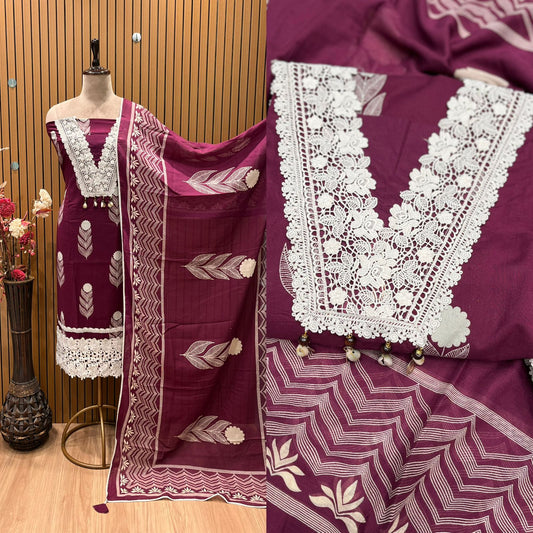 Top Fabric: Pure Cotton with Corsica Lace Work