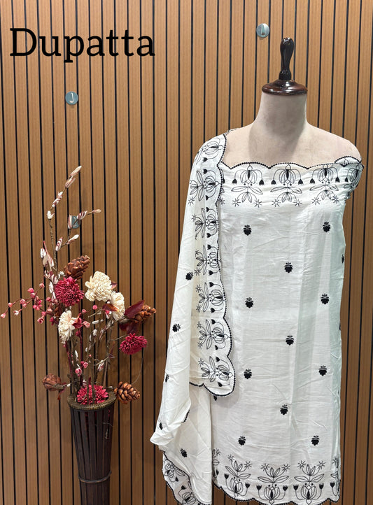 Graceful Mul Cotton with Thread Embroidery