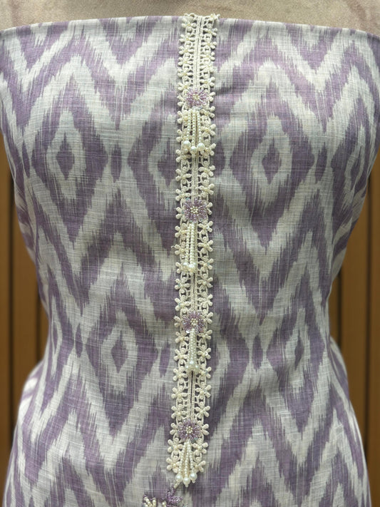 Linen Cotton with Patola Print Pearl Embroidery