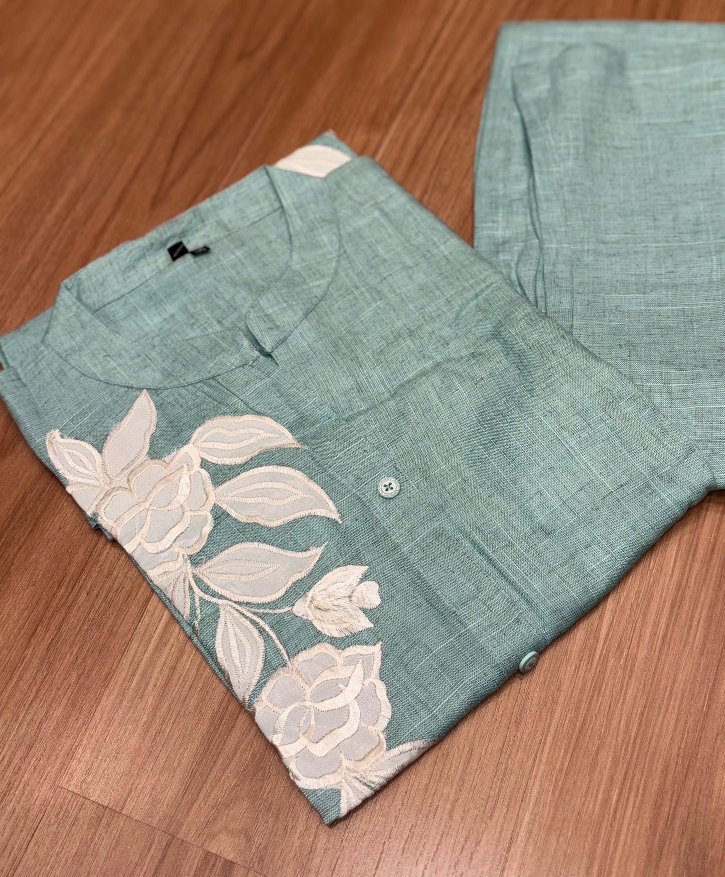 pastel co-ord sets feature minimal floral appliqué
