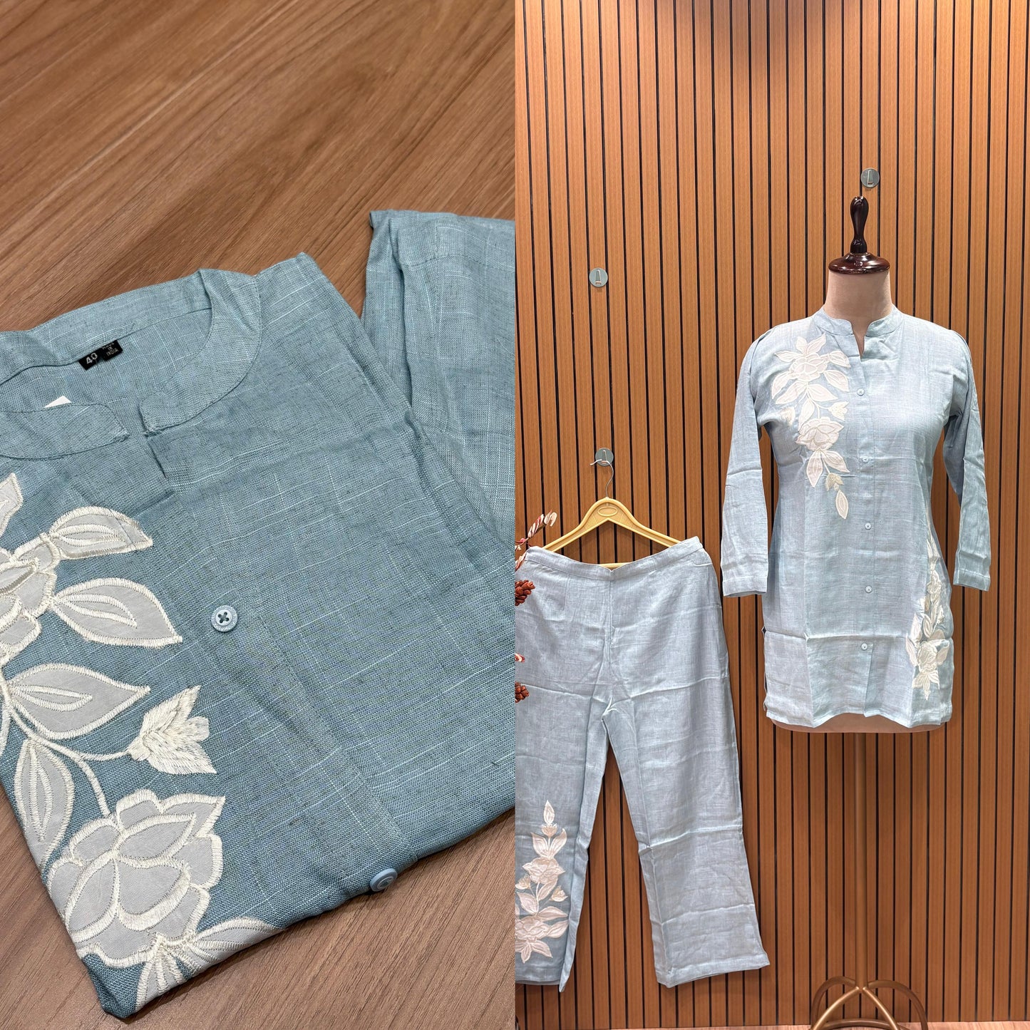 pastel co-ord sets feature minimal floral appliqué