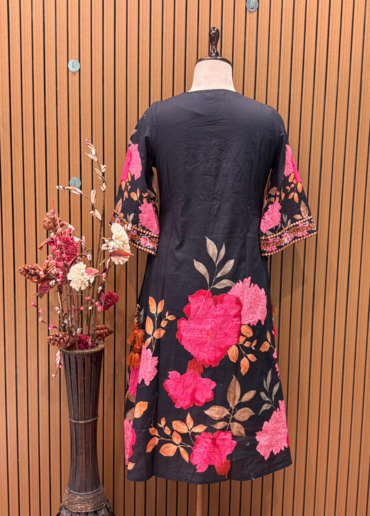 Gorgeous black suit set with bold floral prints