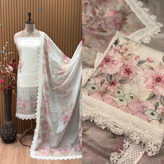 Elevate your ethnic wardrobe with this elegant Unstitched Suit