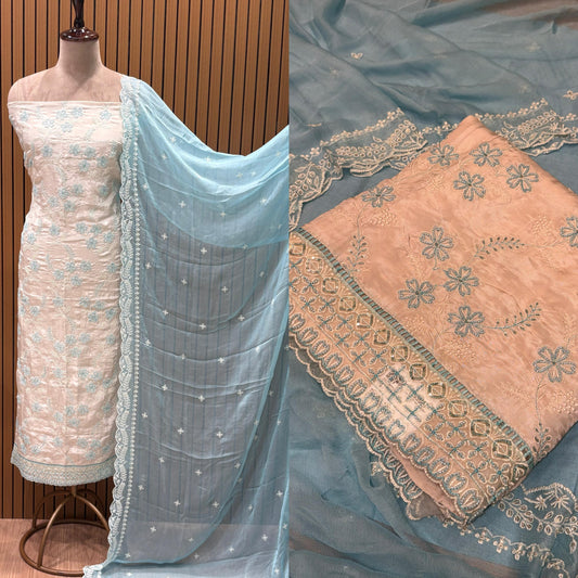 Unstitched Suit Set – Elegant Crepe & Chiffon Blend