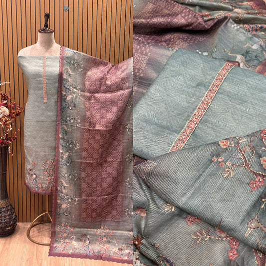 Elegant unstitched suit set crafted in premium South linen