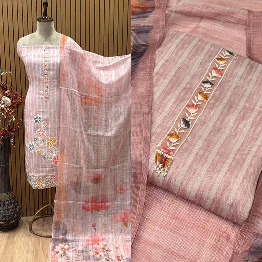 Elegant unstitched suit set crafted in premium South linen