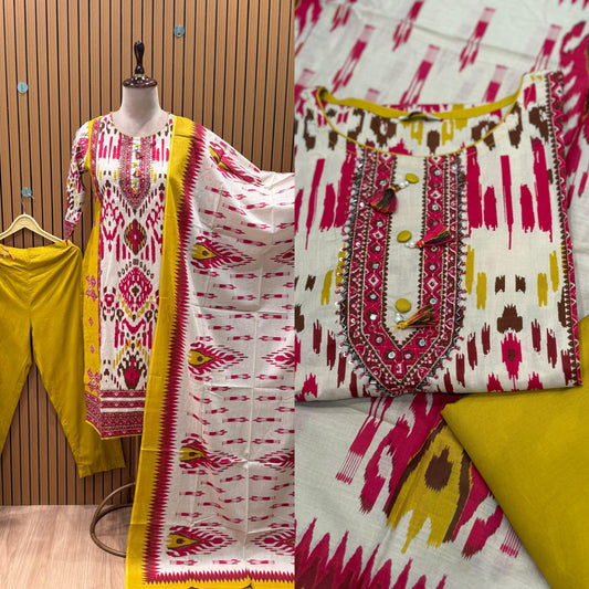 Splash of color to your wardrobe with our elegant cotton Kurti set