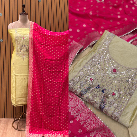 Elevate your ethnic charm with our luxurious unstitched suit