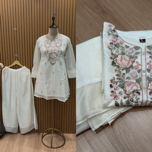 Make a statement with our short kurti and plazzo set