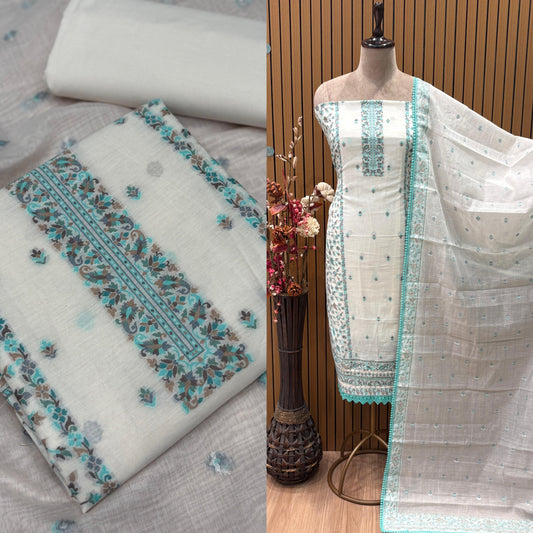 Step into summer elegance with our unstitched Mul Cotton suit set