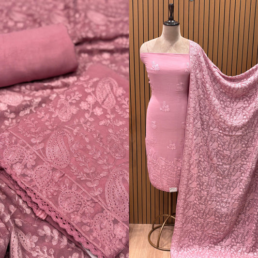 Step into timeless elegance with our unstitched Georgette suit