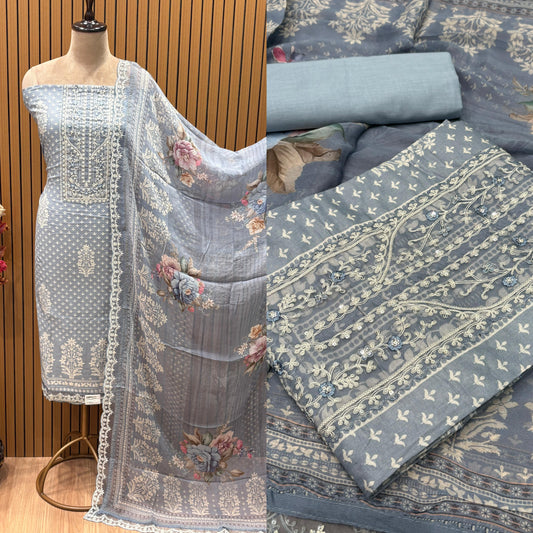 Step into elegance with our unstitched cotton suit