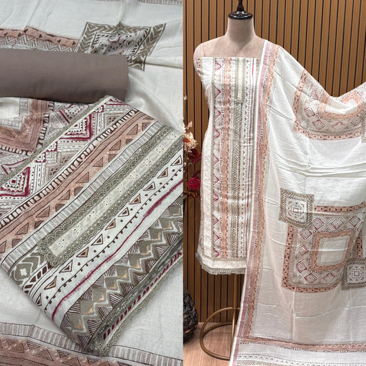 Elevate your ethnic charm with our unstitched cotton suit