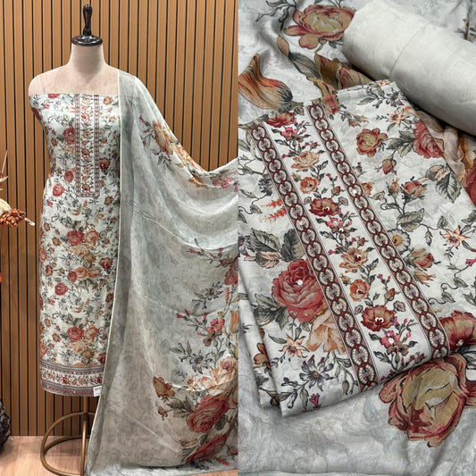 Step into effortless elegance with our unstitched suit