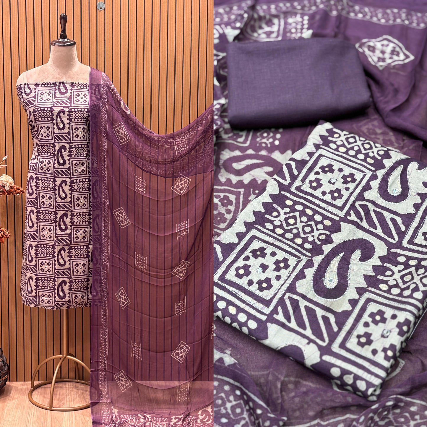 Discover elegance with our unstitched pure cotton suit set