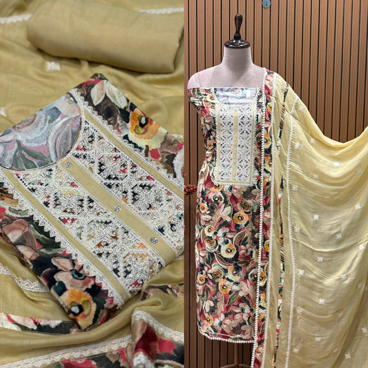 Embrace timeless elegance with our unstitched suit fabric set